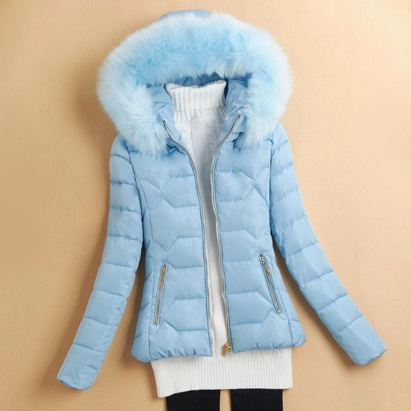 Giacca Puffer Invernale da Donna con Cappuccio in Stile Pelliccia