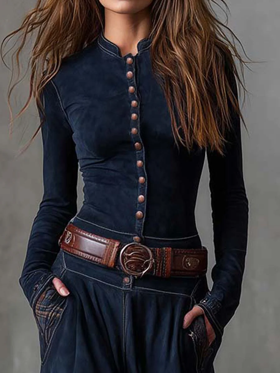 Robe Maxi Vintage in Camoscio con Pannelli a Quadri - Viretti