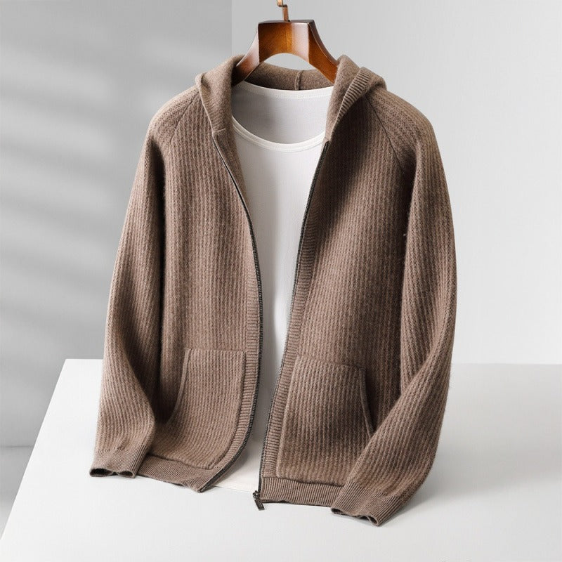 Felpa con cappuccio zip in cashmere