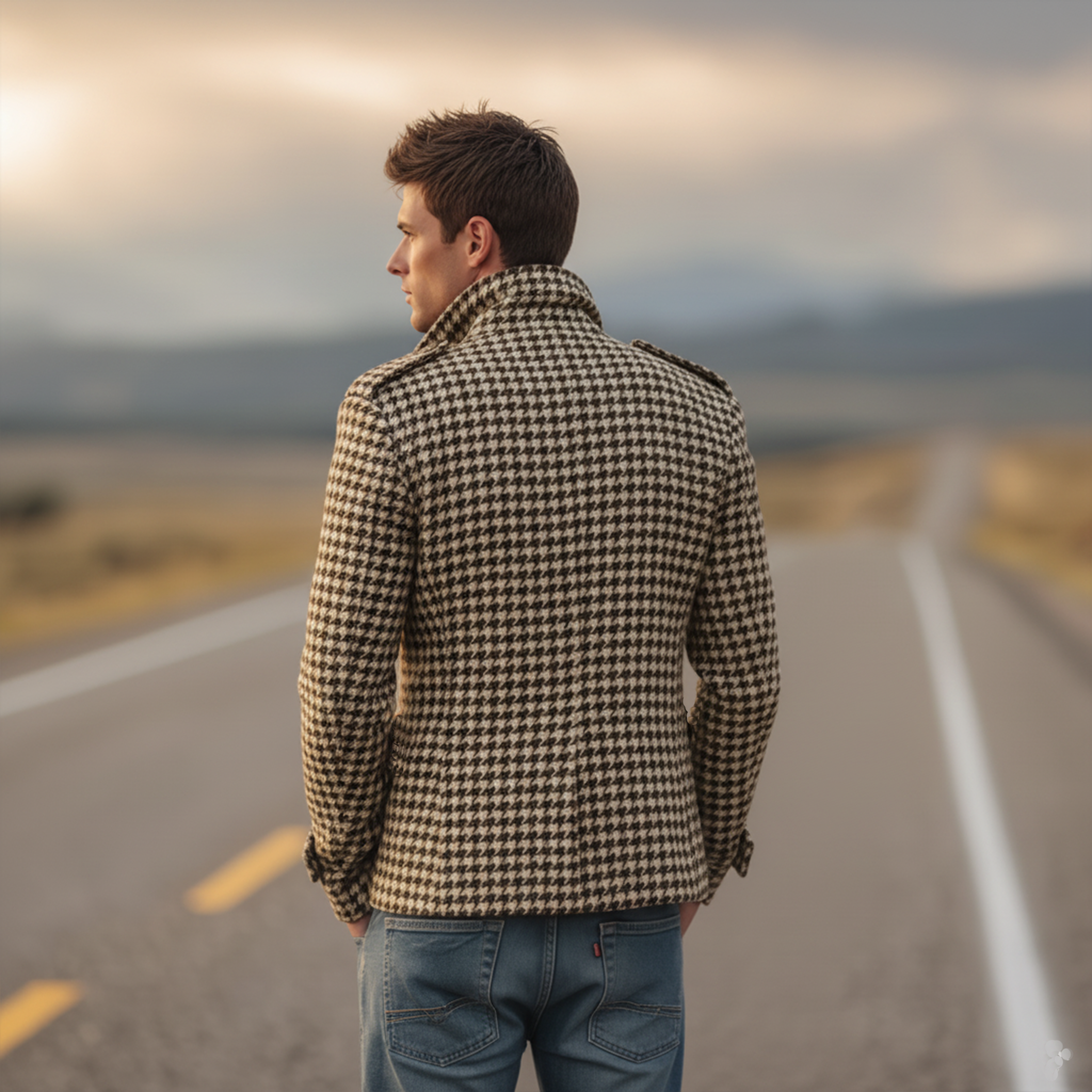 Giacca Doppiopetto Classica Retro da Uomo in Lana