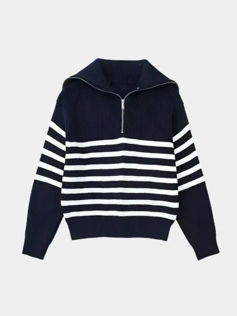 Maglione Zip Up a Righe Casual - Viretti
