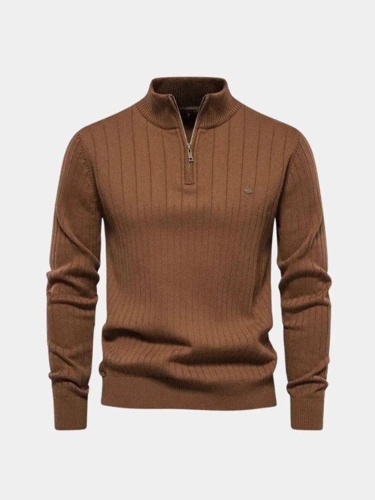 Maglione a Righe Verticali con Zip a Quarto - Viretti