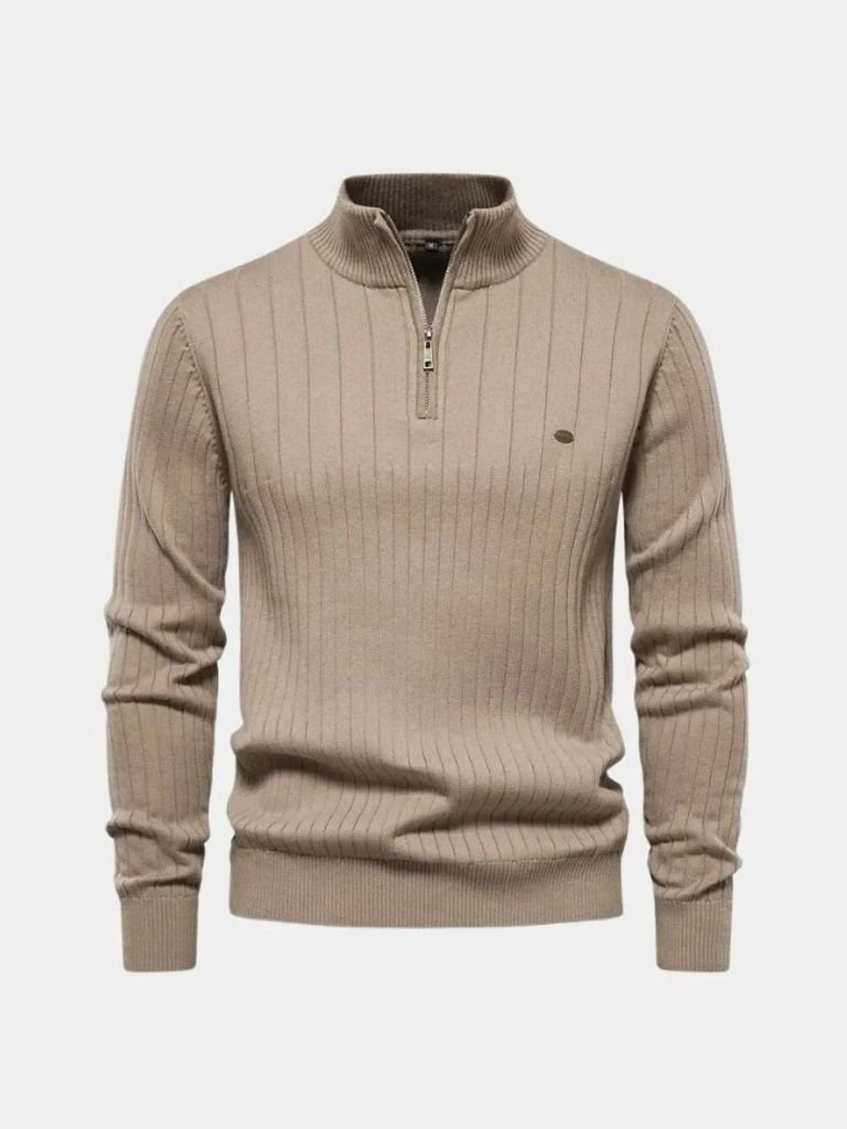 Maglione a Righe Verticali con Zip a Quarto - Viretti