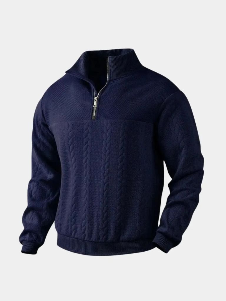 Pullover Essential Henley a Mezzo Zip - Viretti