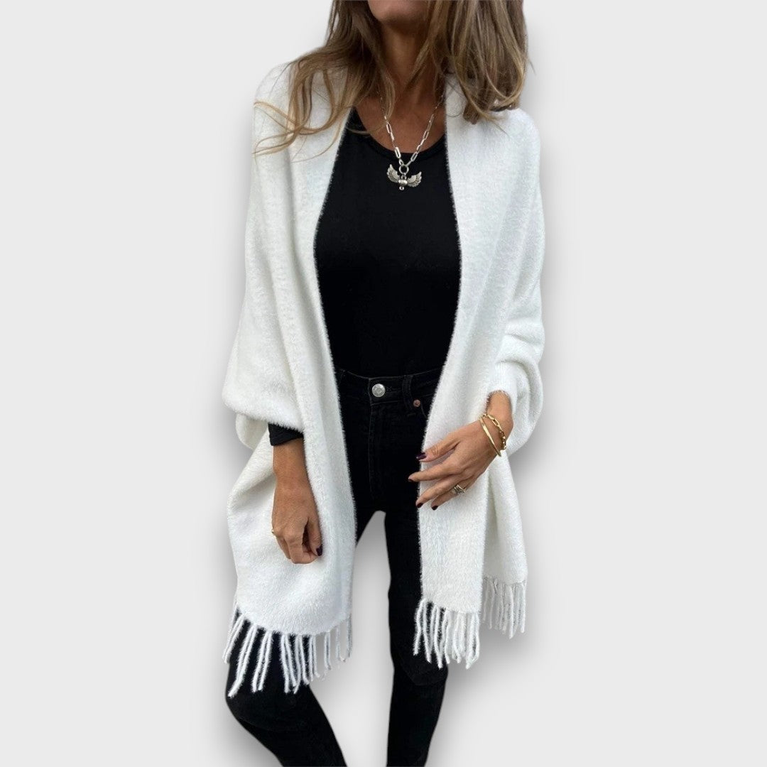 Meliora – Elegante cardigan con frange