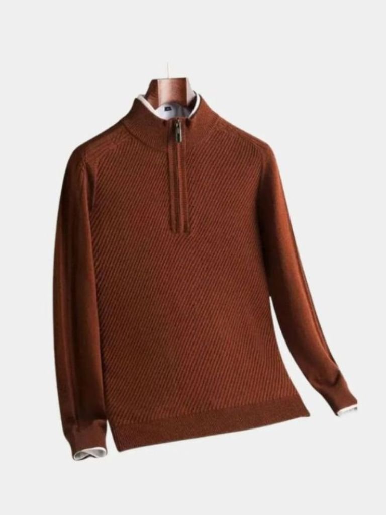 Maglione in Lana a Mezzo Zip Stripes - Viretti