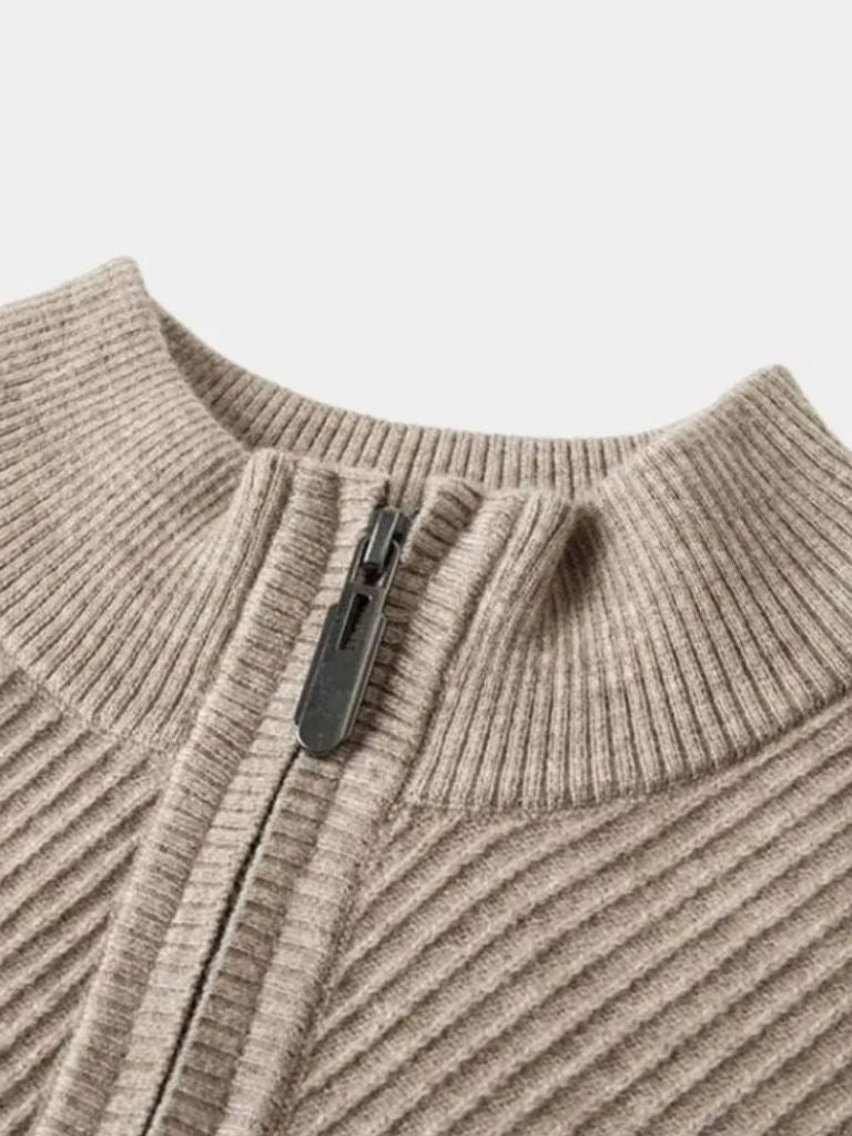 Maglione in Lana a Mezzo Zip Stripes - Viretti