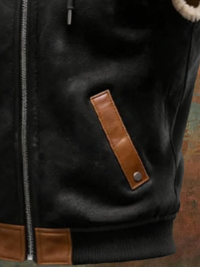 Giacca senza maniche con cappuccio e interno in pelliccia