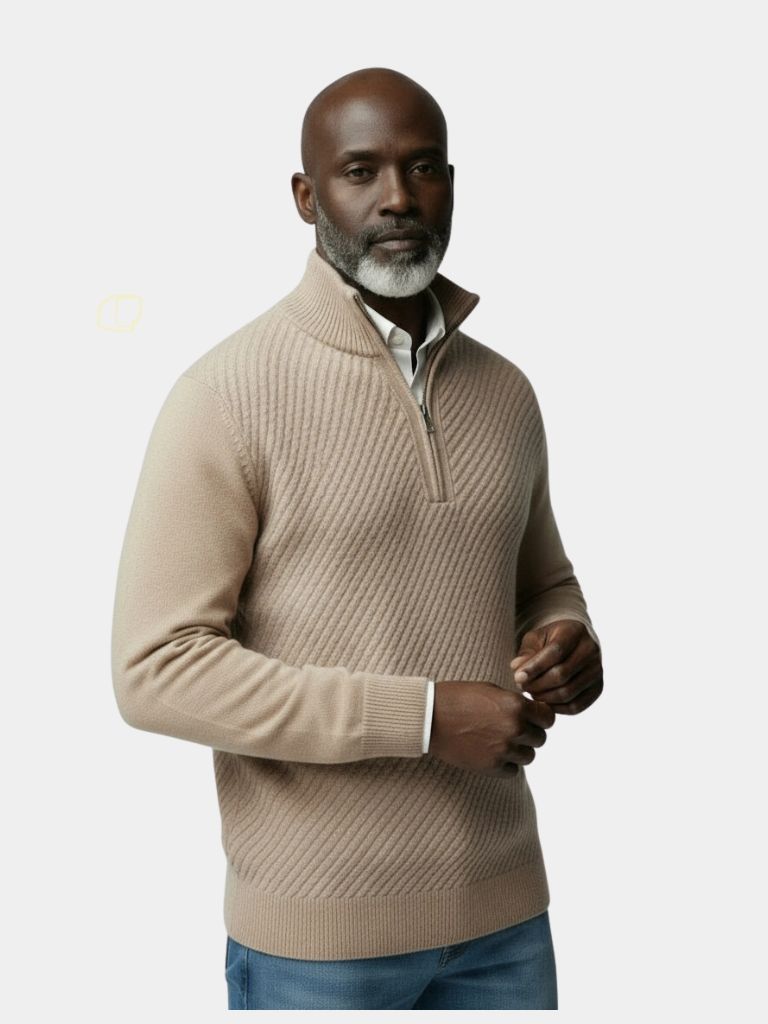 Maglione in Lana a Mezzo Zip Stripes - Viretti