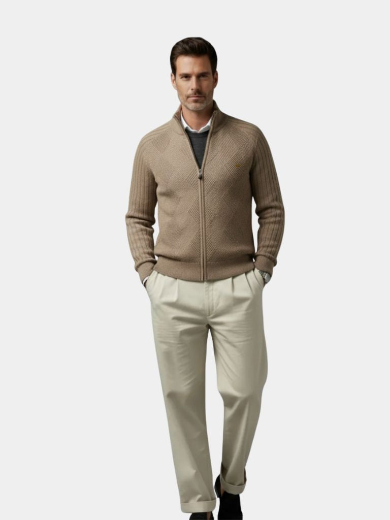 Cardigan Maglione Jacquard con Zip - Viretti