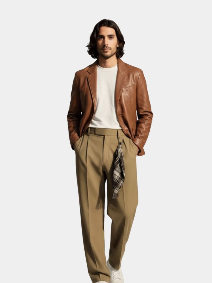 Giacca in Pelle Caramello Bold - Viretti