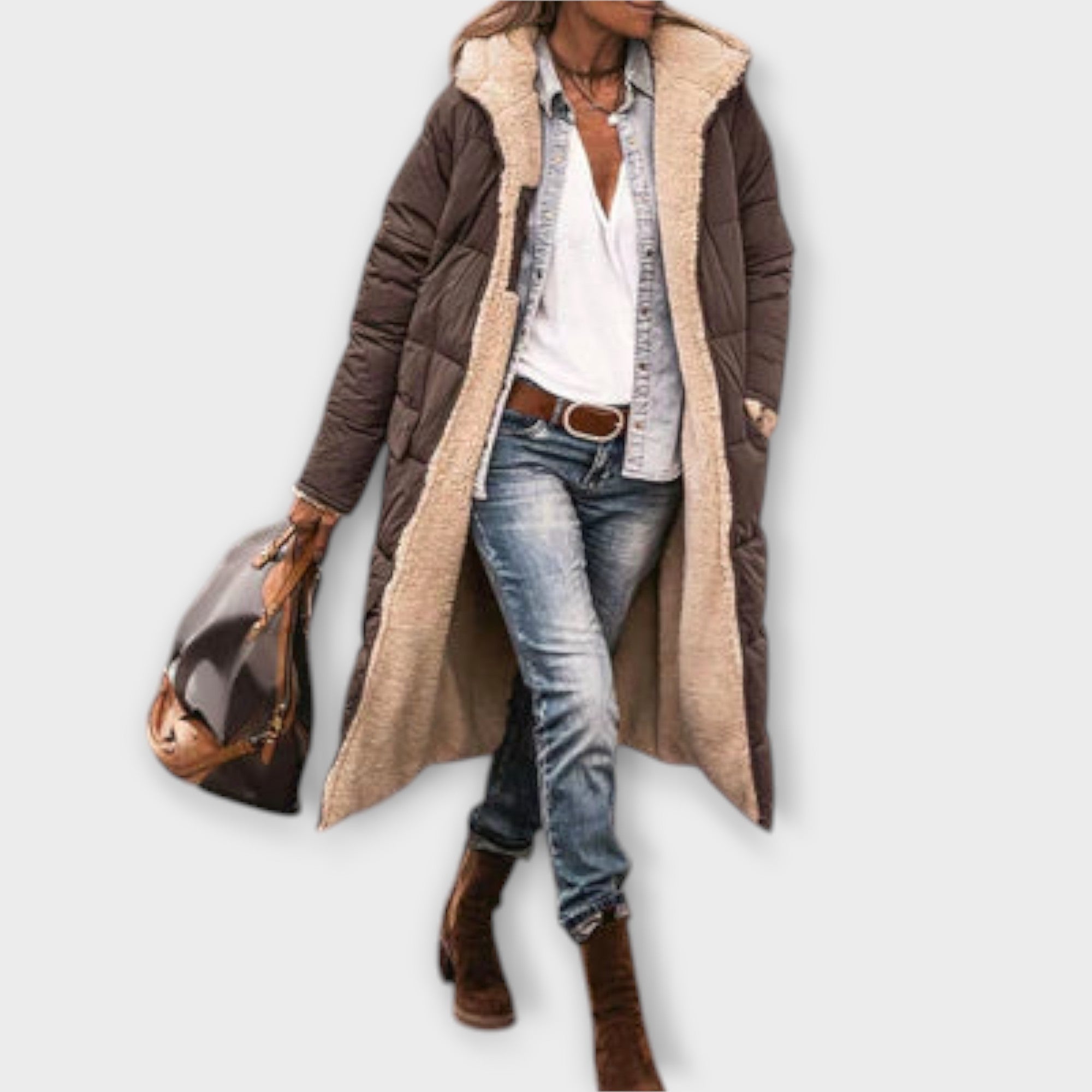 Kora - Cappotto Accogliente Foderato in Pelliccia