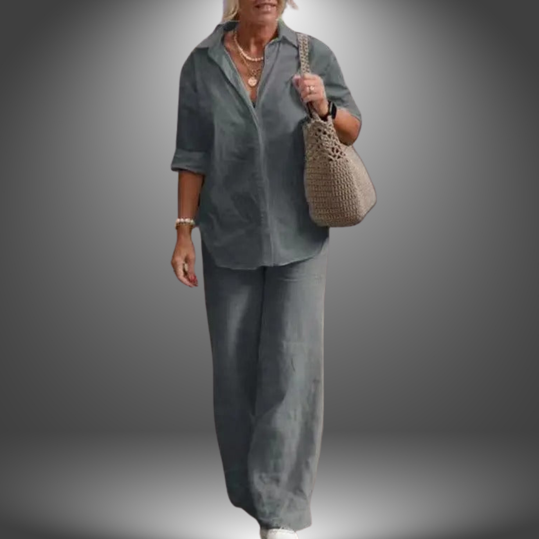 Aurora | Set Camicia e Pantaloni in Cotone Artigianale