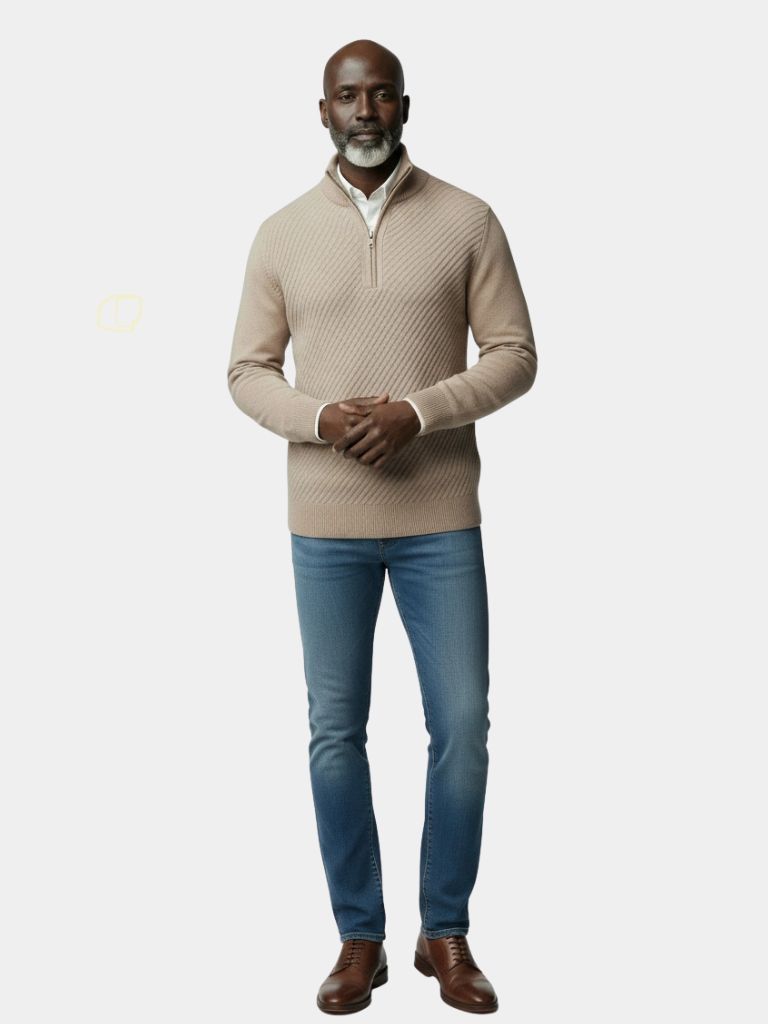 Maglione in Lana a Mezzo Zip Stripes - Viretti