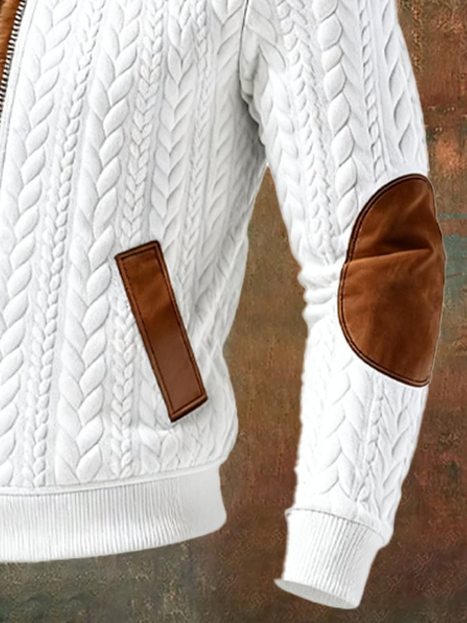 Giacca calda in maglia jacquard con texture retrò