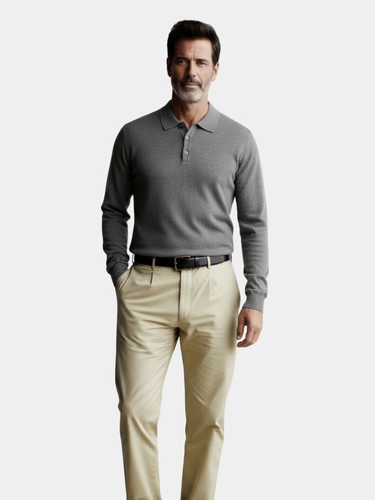 Pullover Polo con Bottoni in Maglia di Lana - Viretti