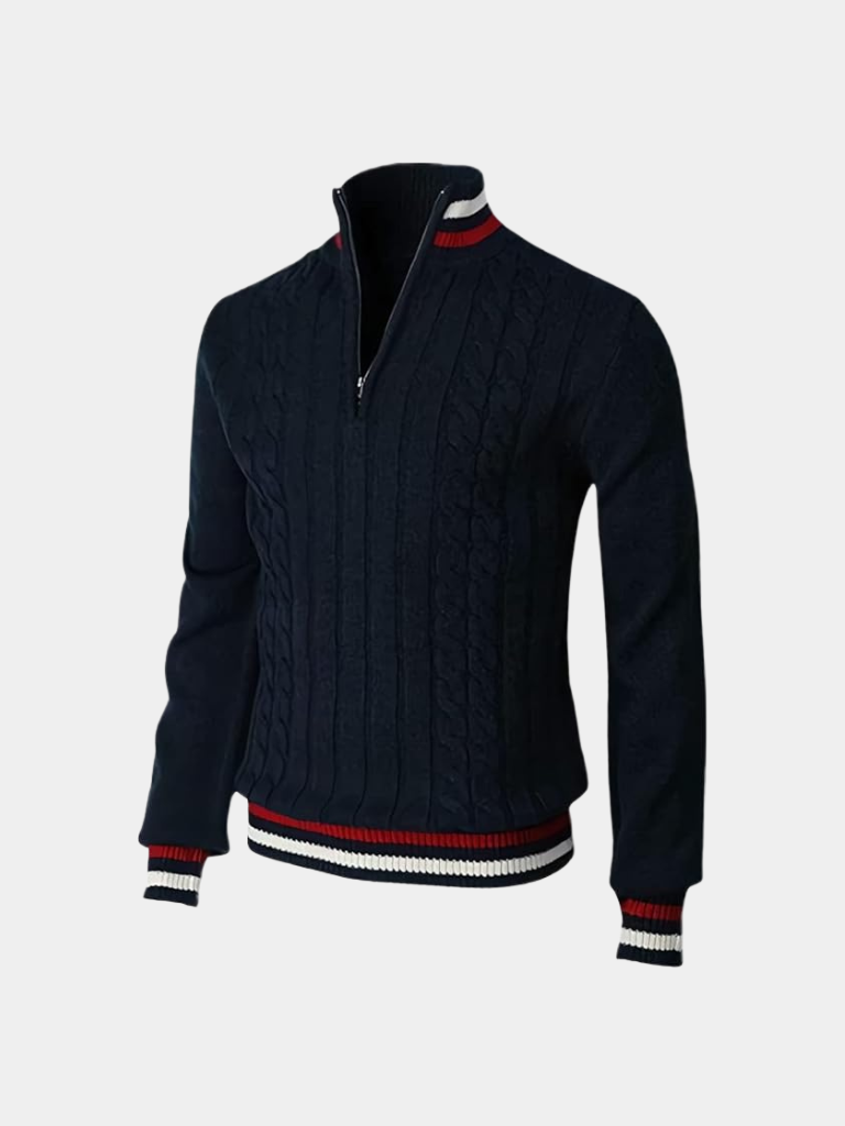 Maglione Essenziale a Mezzo Zip con Collo Alto - Viretti