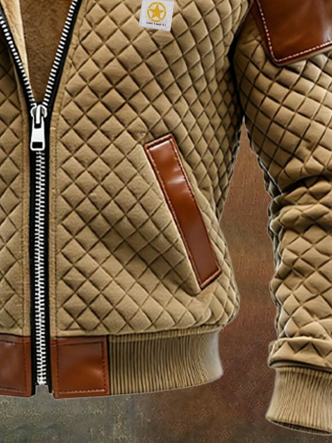 Giacca a quadri e patchwork in pelle per uomo