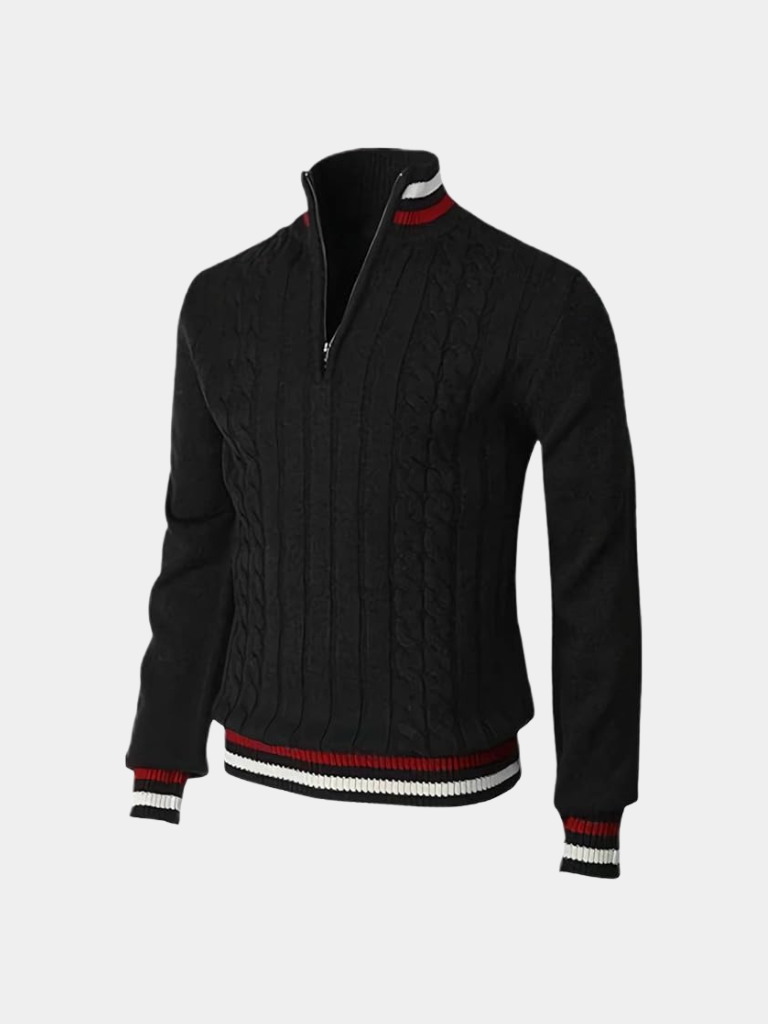Maglione Essenziale a Mezzo Zip con Collo Alto - Viretti