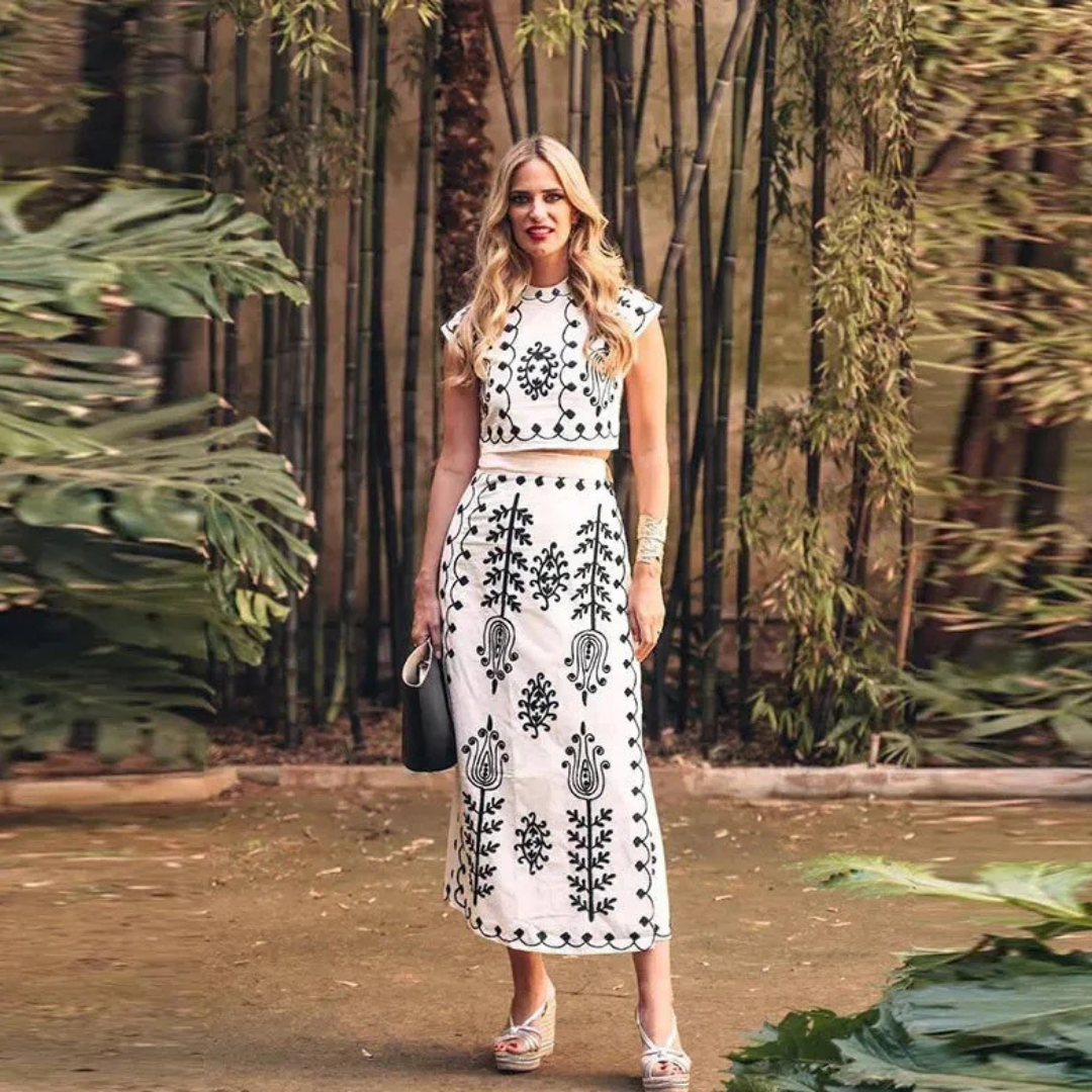 Agata | Completo Top e Gonna Stampati