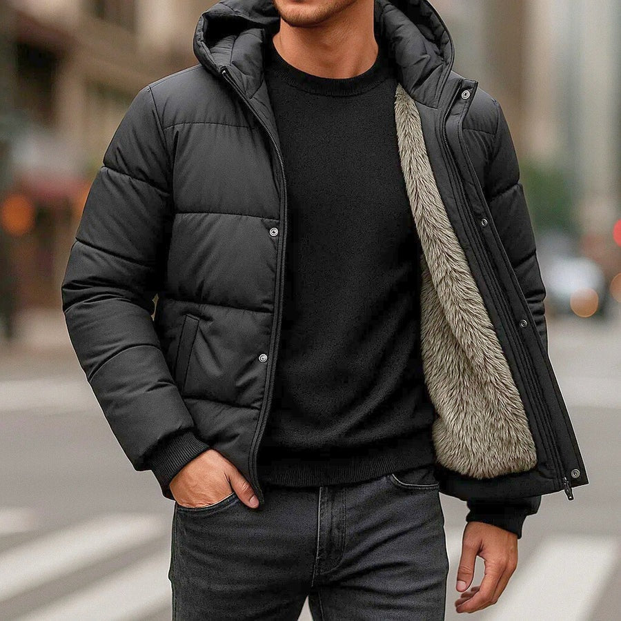 Giacca a vento con cappuccio e interno in pile