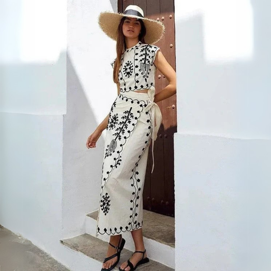 Agata | Completo Top e Gonna Stampati