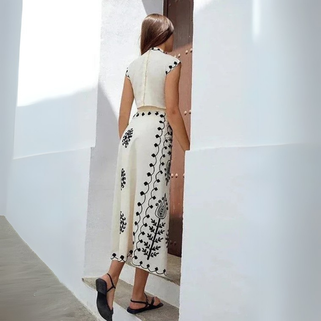 Agata | Completo Top e Gonna Stampati