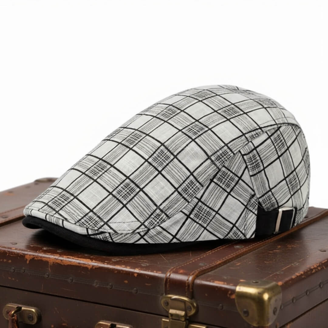 Cappello Piatto a Quadri in Lino e Cotone | WELLINGTON