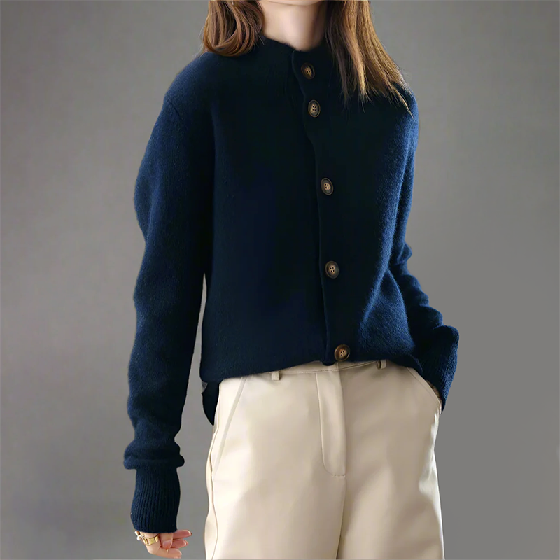 Cardigan a Maglia con Collo Alto per Donne