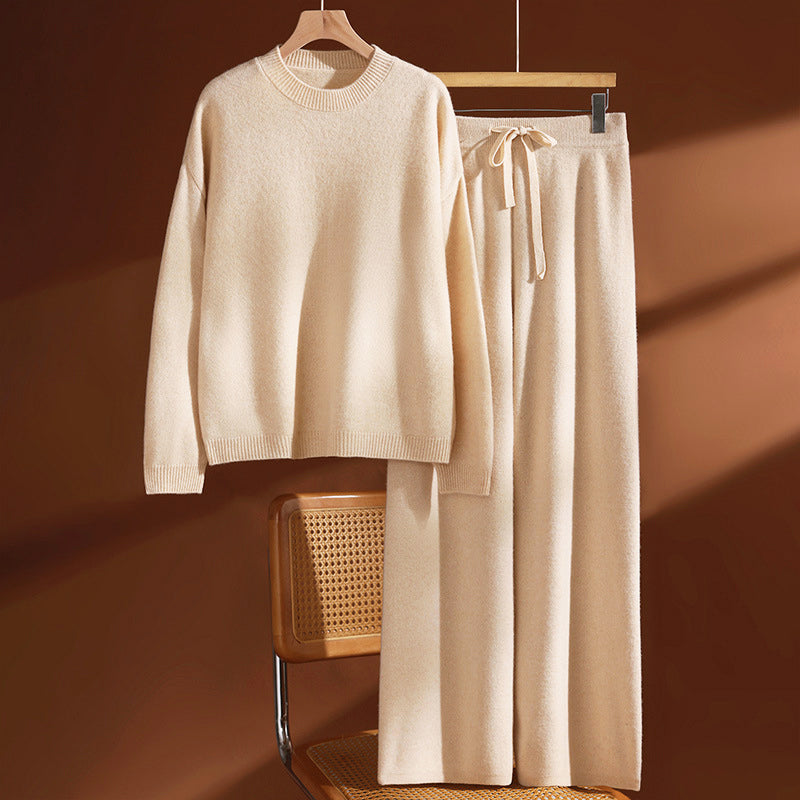 Set di Maglione a Maglia e Pantaloni in Lana per Donne
