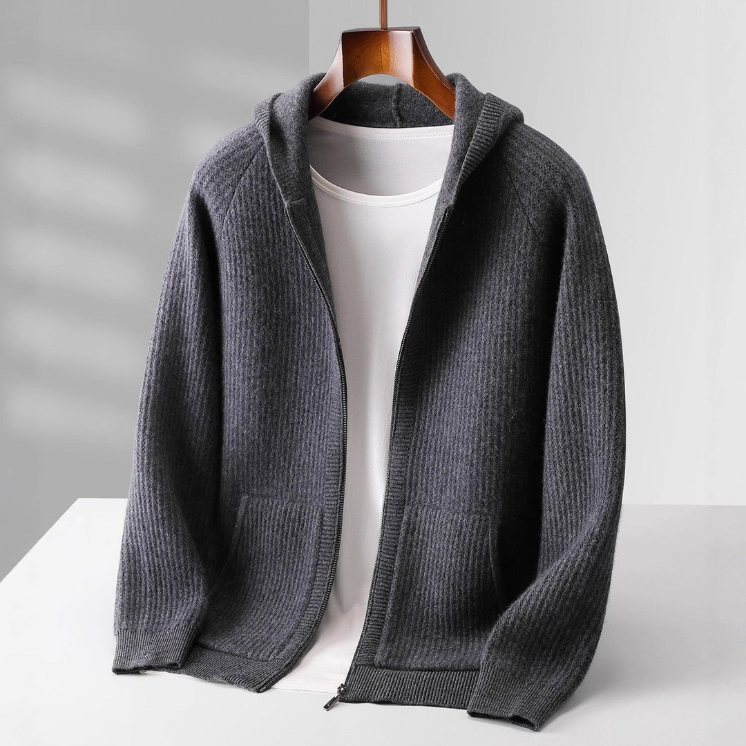 Felpa con cappuccio zip in cashmere