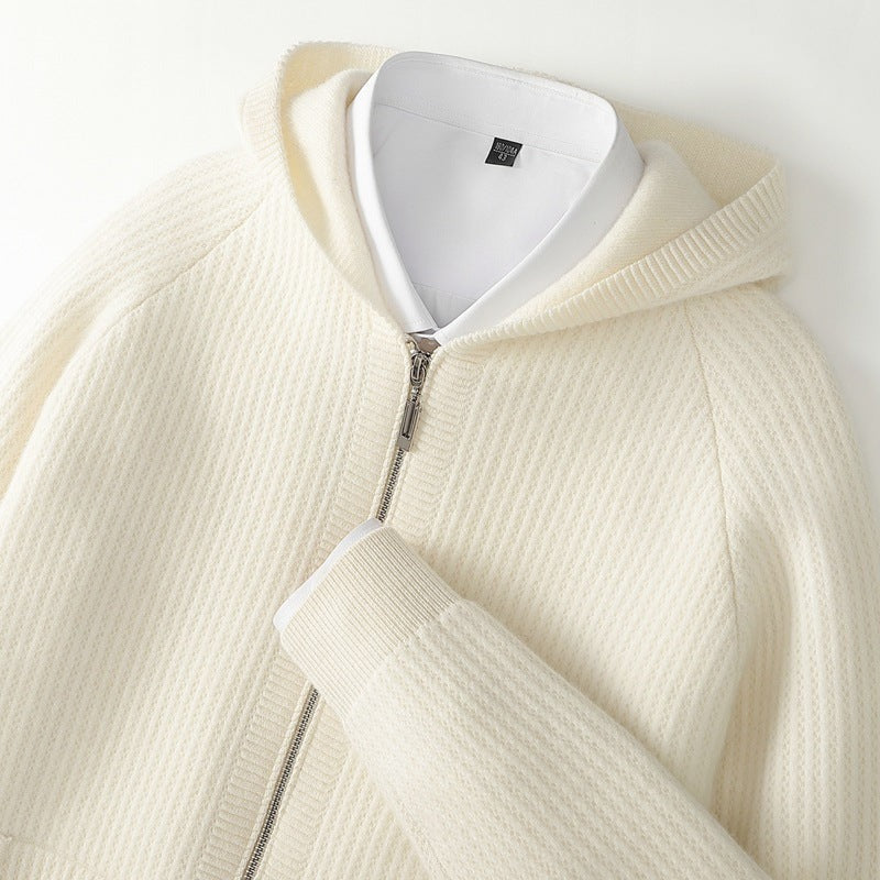 Felpa con cappuccio zip in cashmere