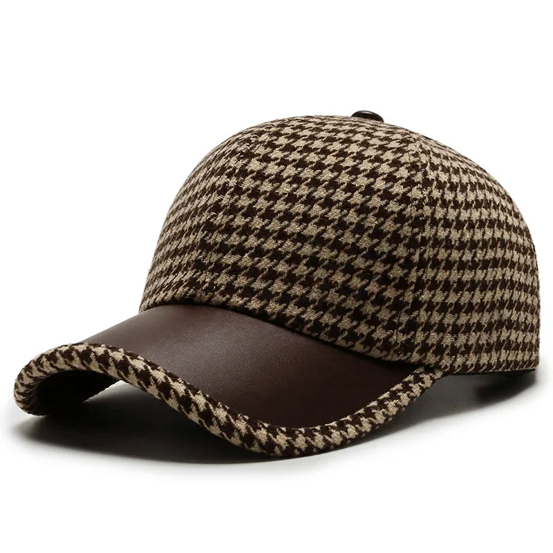 Cappello da Uomo a Vichy con Dettagli in Pelle Sintetica