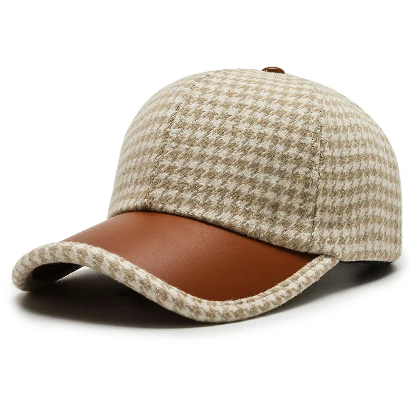 Cappello da Uomo a Vichy con Dettagli in Pelle Sintetica