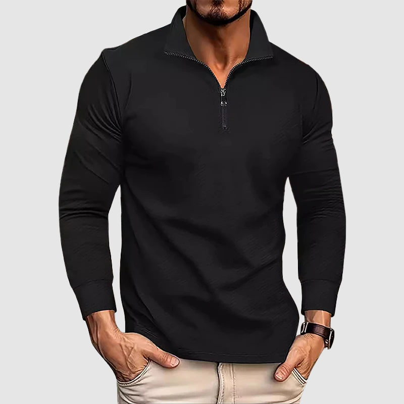 Maglia da uomo a maniche lunghe con zip al colletto