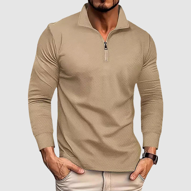 Maglia da uomo a maniche lunghe con zip al colletto