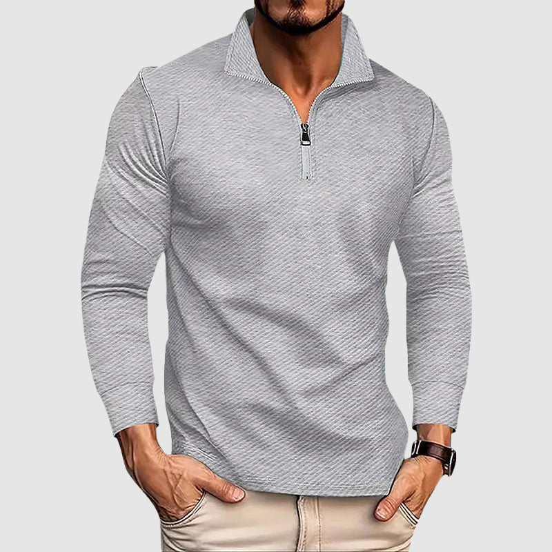 Maglia da uomo a maniche lunghe con zip al colletto