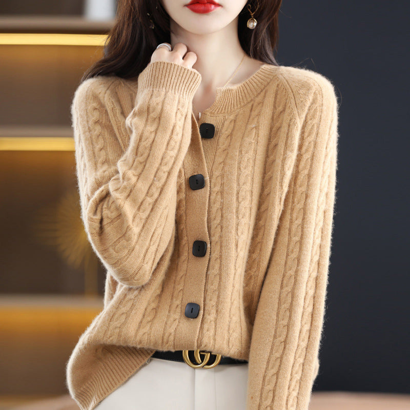 Cardigan a Maglia Cable Minimalista Chic