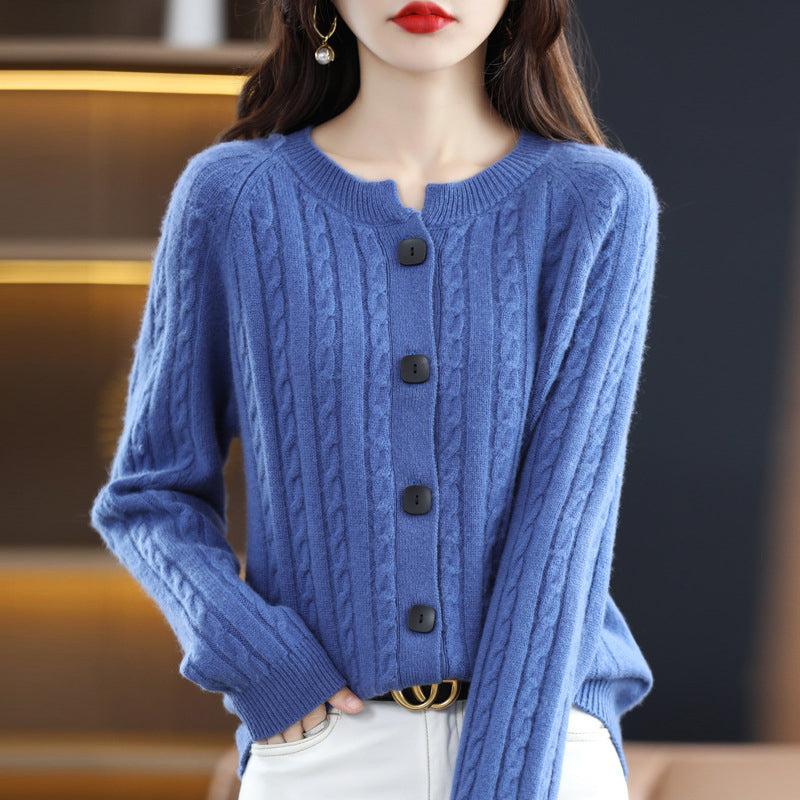 Cardigan a Maglia Cable Minimalista Chic