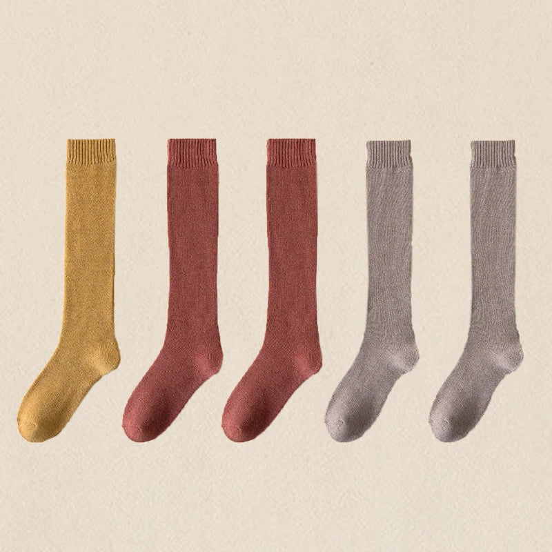 Pacchetto di Calze a Maglia in Colore Unito per Donne, Lunghezza Media