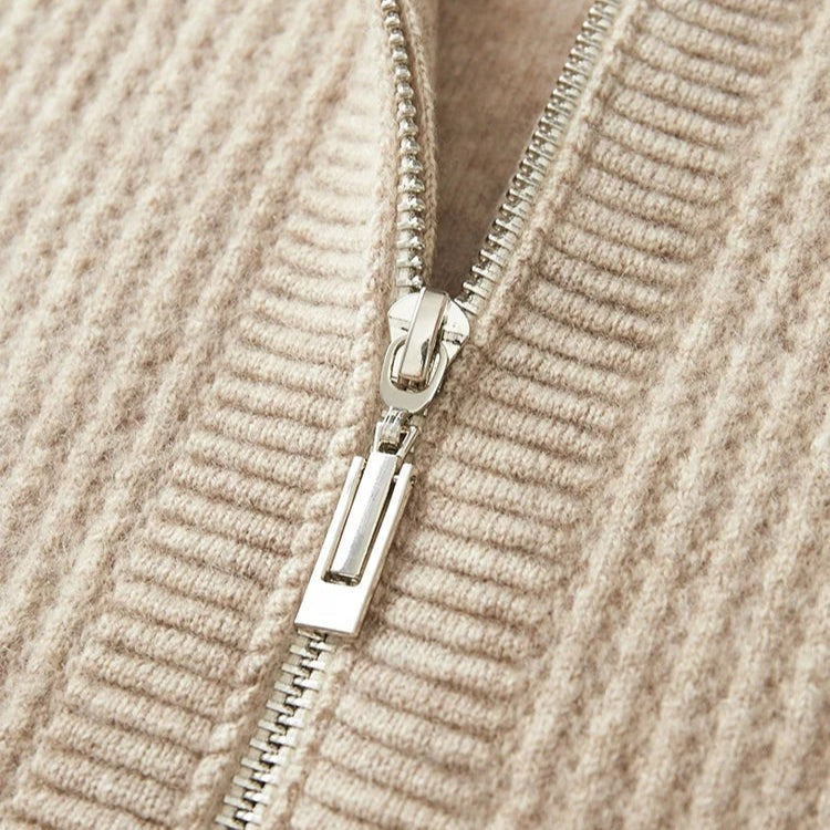 Felpa con cappuccio zip in cashmere