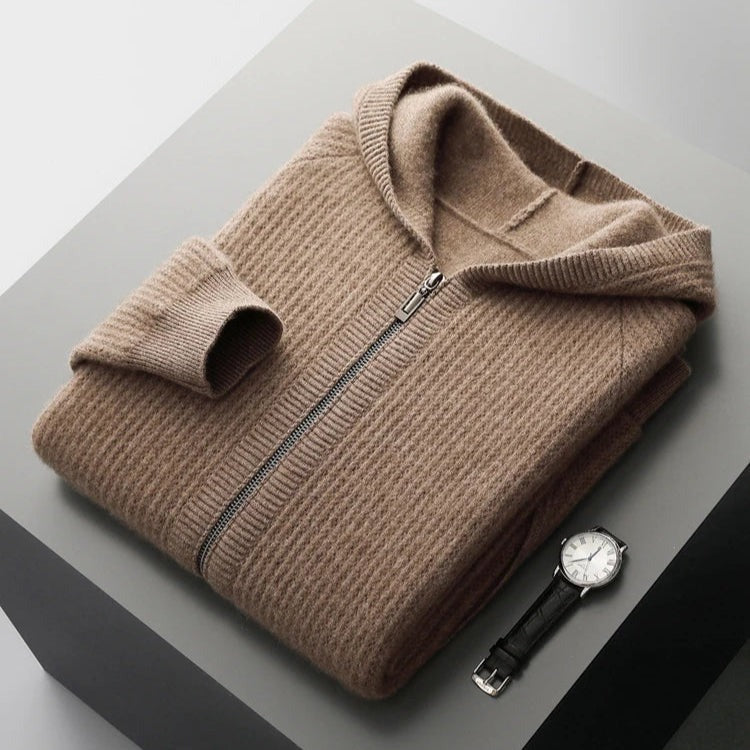 Felpa con cappuccio zip in cashmere