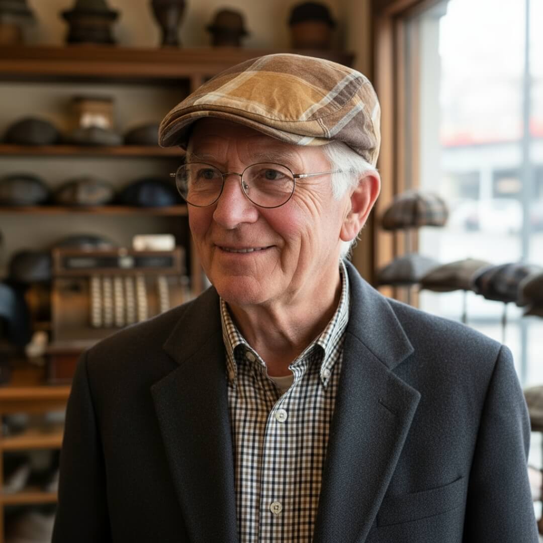 Cappello Piatto in Cotone a Quadri | SCRANTON