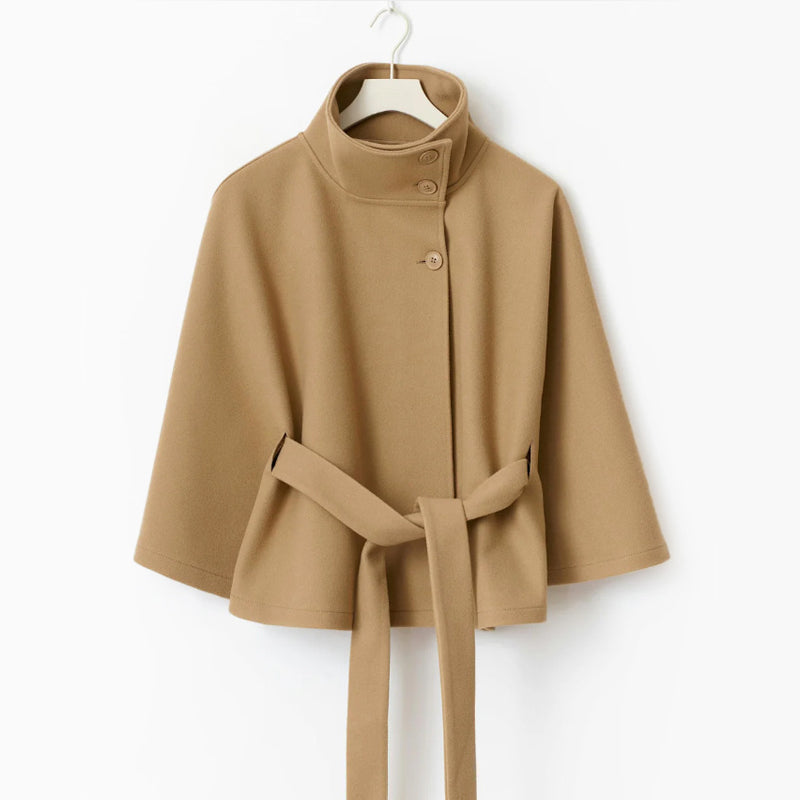 Cappotto a Mantella Donna con Cintura e Maniche Ampie