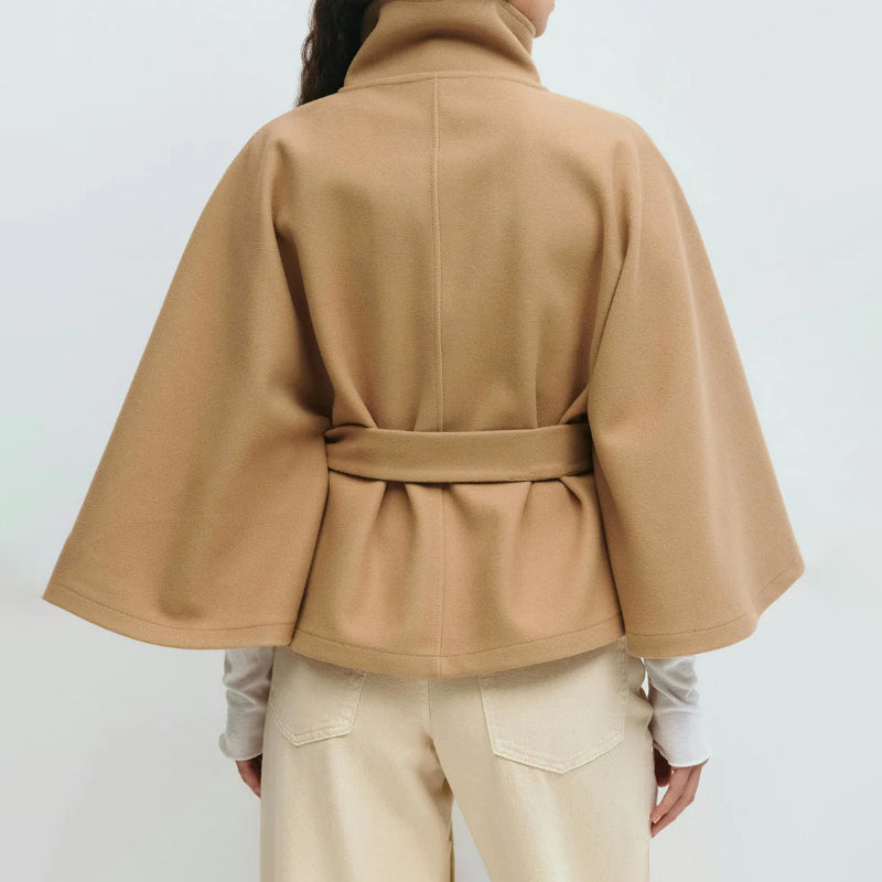 Cappotto a Mantella Donna con Cintura e Maniche Ampie