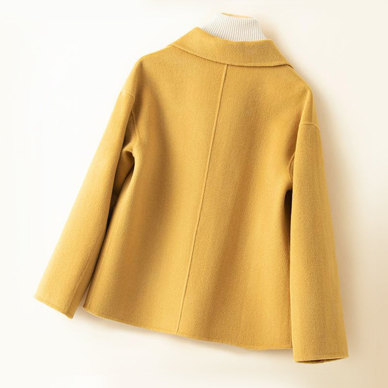 Cappotto in Lana Doppio Lato da Donna con Collo Arrotondato