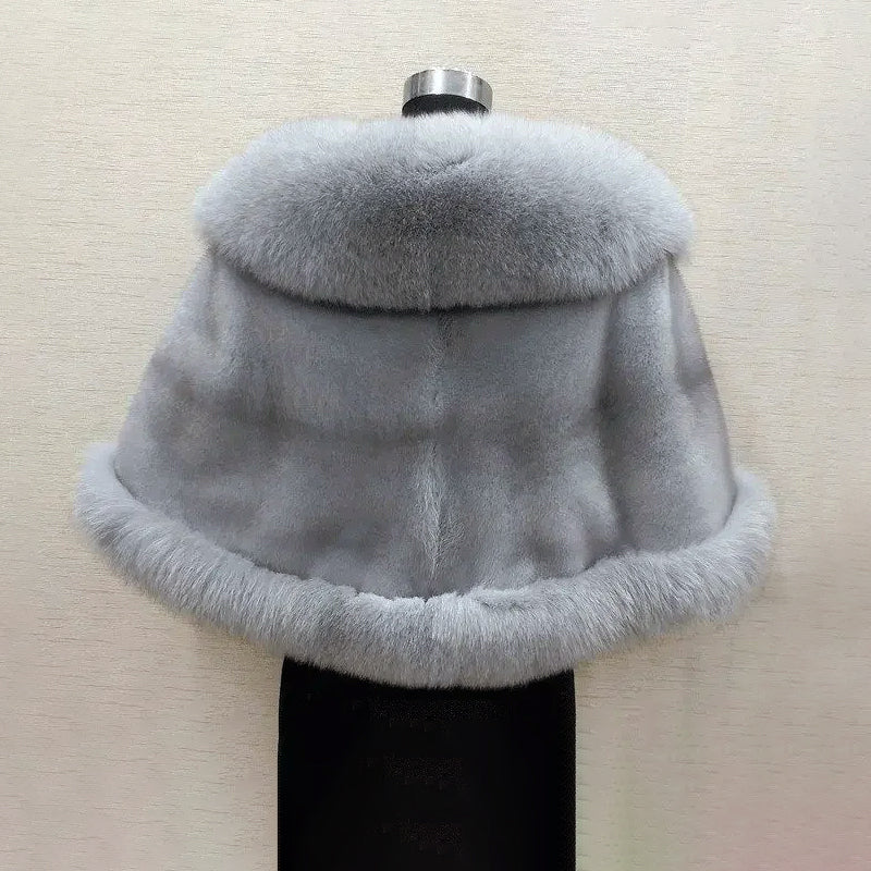 Cappotto Scialle in Pelliccia Sintetica da Donna con Collo Ampio