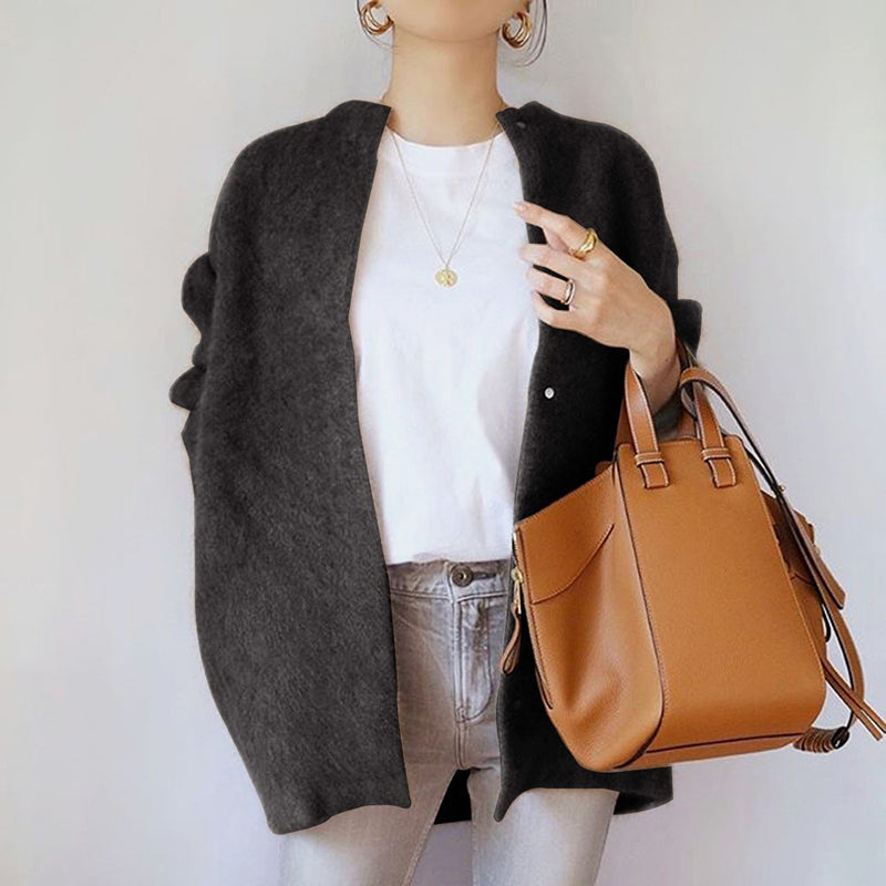 Cardigan aperto in maglia morbida per donna con silhouette rilassata