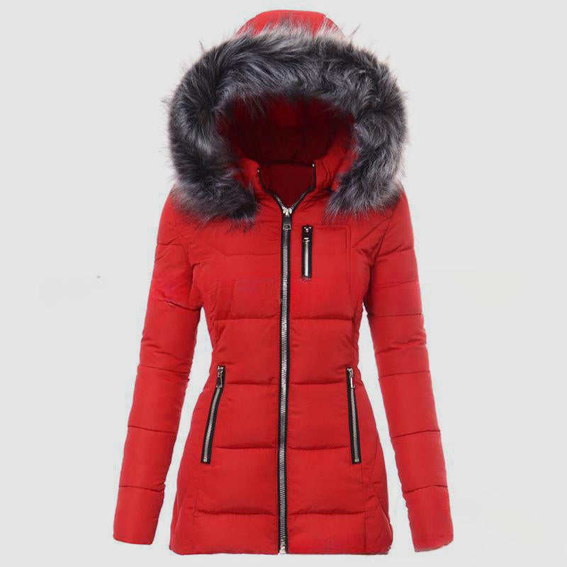 Parka Puffer con Cappuccio da Donna con Rifiniture in Pelliccia Sintetica