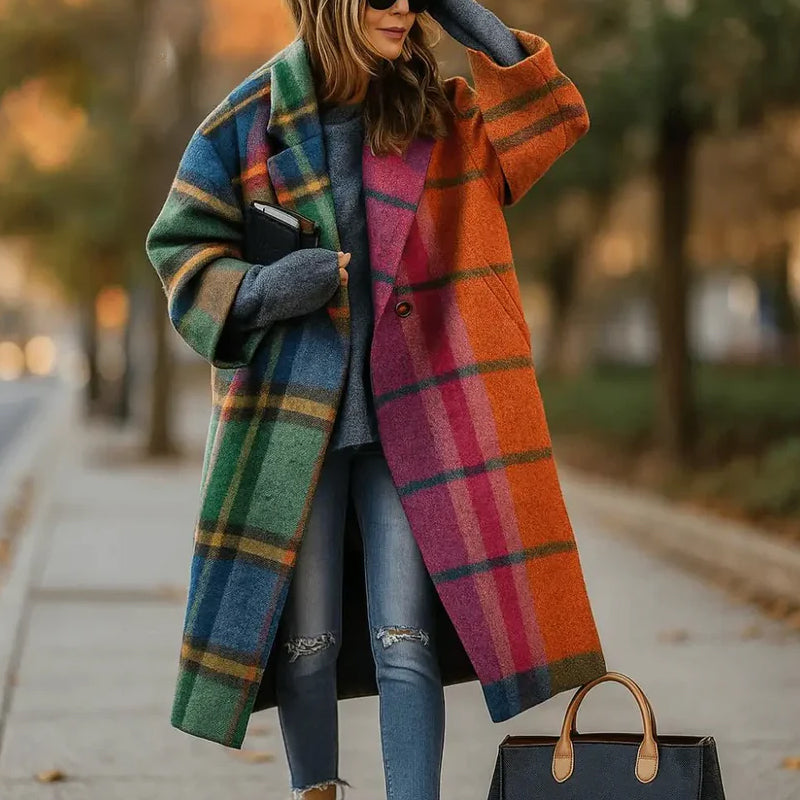 Cappotto lungo da donna con ampio colletto in vari colori